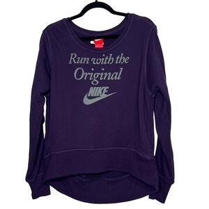 Vtg NIKE Run With The Original Sweatshirt Crewneck Purple 575164 Womens Size M